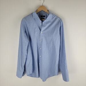 Hugo Boss Gorman Button Down Shirt Long Sleeve Blue Check Size 17
